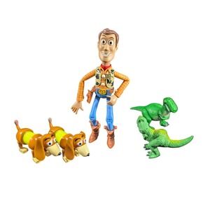 Disney Pixar Toy Story Action Figure Lot Woody Rex‎ Slinky Dog Hasbro 2001 1996